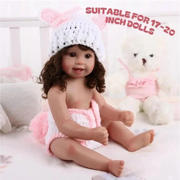 BABESIDE 2Pcs Reborn Bunny Hat and Diaper Cover for 17-20 Inch Baby Dolls - Picture 3 of 12